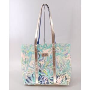 Lilly Pulitzer Tropical Sweet Escape Clear Beach Tote Bag Palm Leaves Print